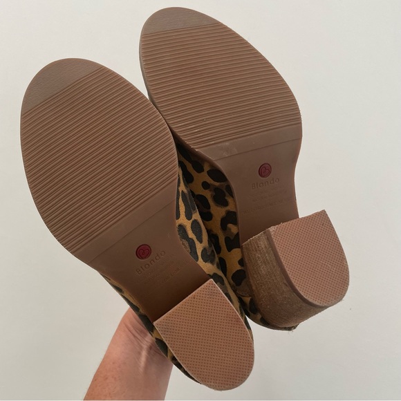 Blondo De Na Leopard Print Waterproof Leather Ankle Booties Heel Women’s 6.5 - Picture 6 of 9